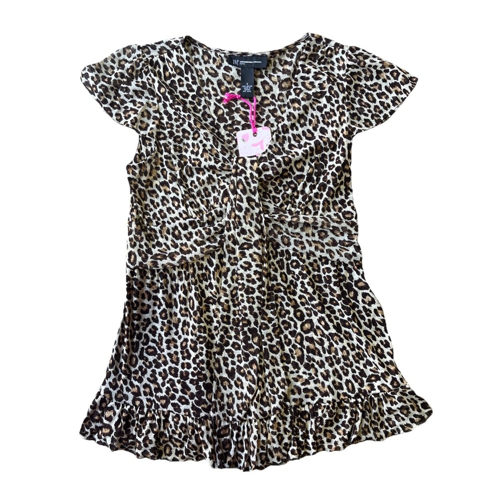 Y2K inc international concepts Leopard Blouse Petite Sz S